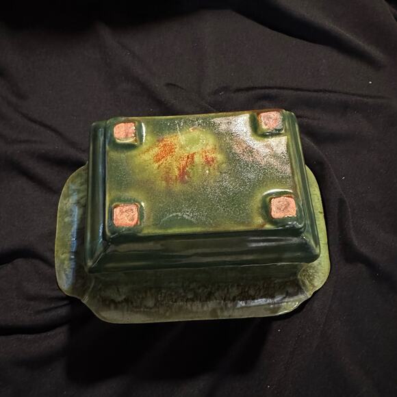 Vintage Drip Glaze Planter Rectangle Wide Rim 8x5" - Picture 14 of 15